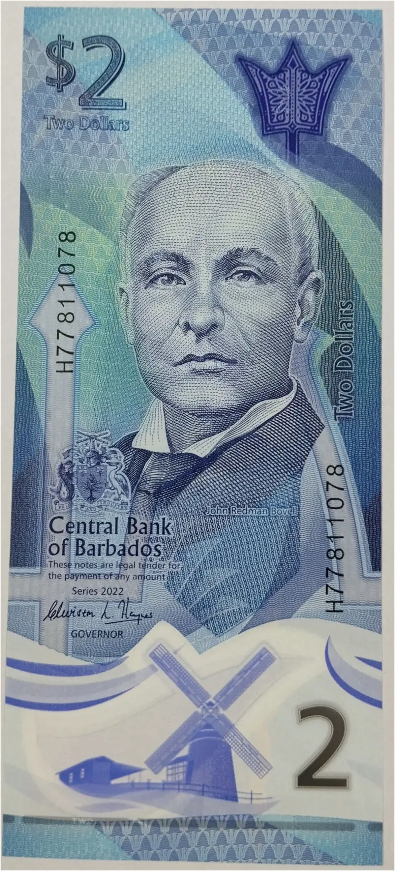 BARBADOS - 2 DOLLARS  POLYMER NOTE -  GEM UNC MINT CONDITION - 1