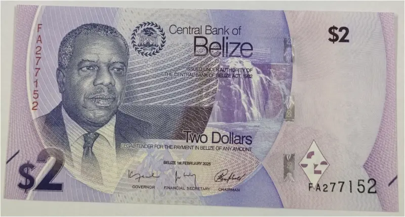 BELIZE - 2 DOLLAR -  GEM UNC MINT CONDITION (2025) - 1