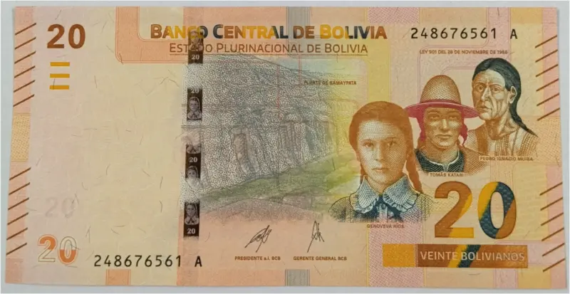 BOLIVIA - 20 BOLIVIANOS - GEM UNC MINT CONDITION (2018) - 1