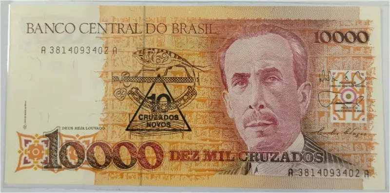 BRAZIL - 10,000 BRAZILIAN CRUZADOS - UNC MINT CONDITION (1989) - 1