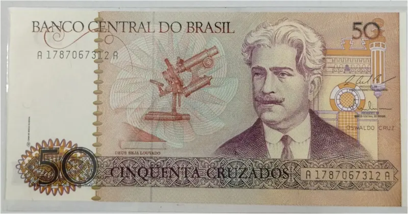 BRAZIL - 50 BRAZILIAN CRUZADOS -  UNC MINT CONDITION (1986 & 1988) - 1
