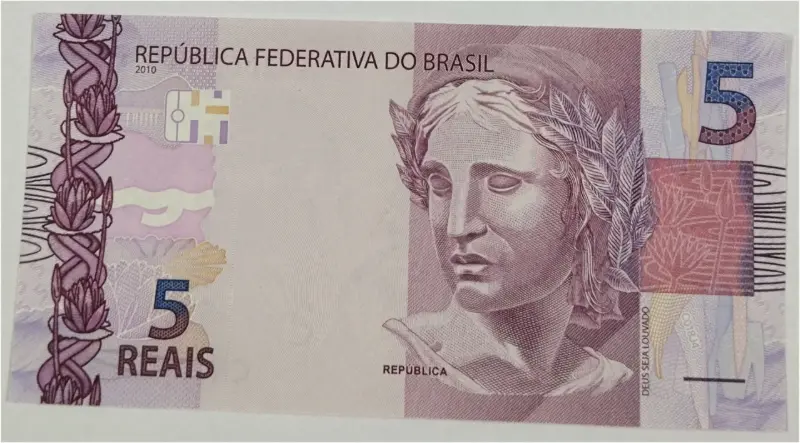 BRAZIL - 5 REAIS -  UNC MINT CONDITION (2010) - 1