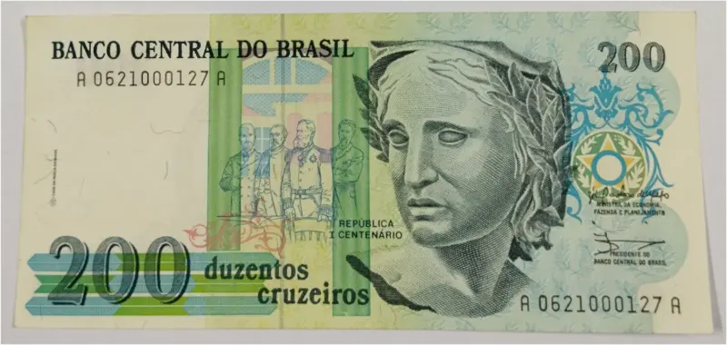 BRAZIL - 200 BRAZILIAN - UNC MINT CONDITION (1990) - 1