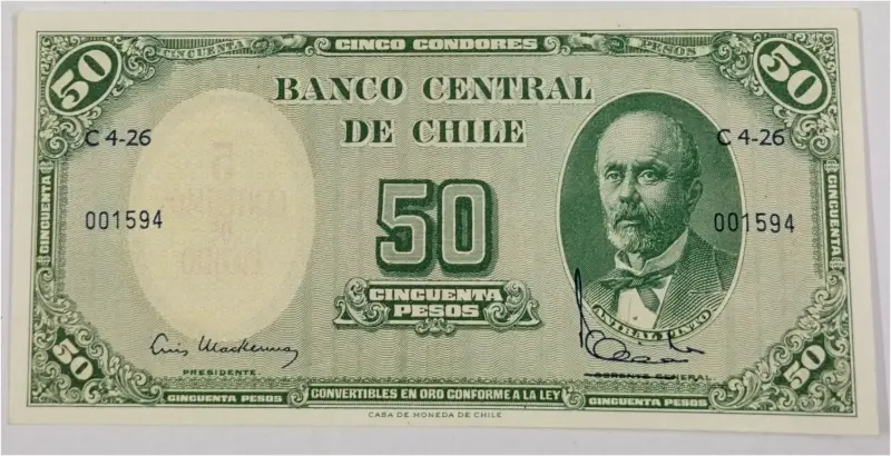 CHILE - 50 PESOS -  UNC MINT CONDITION (1958 - 1959) - 1
