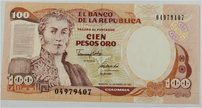 COLOMBIA - 100 PESOS - UNC MINT CONDITION (1990 - 1991) - 1