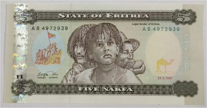 ERITREA - 5 NAKFA -  UNC MINT CONDITION (1997) - 1