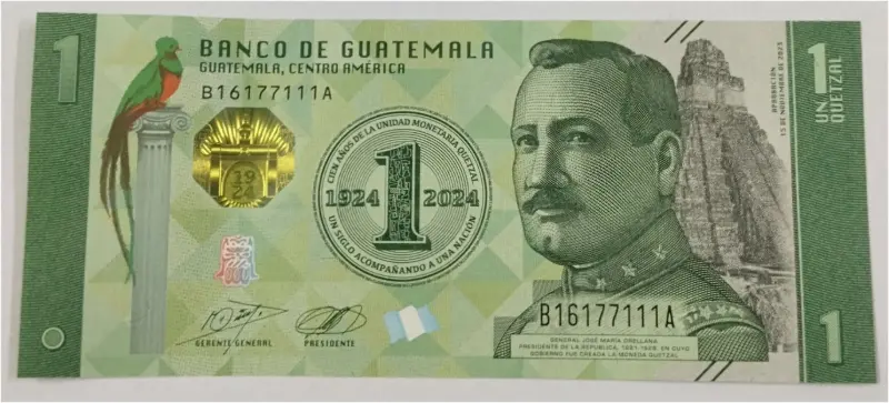 GUATEMALA - 1 QUETZAL COMMEMORATIVE -  UNC MINT CONDITION (1924–2024) - 1