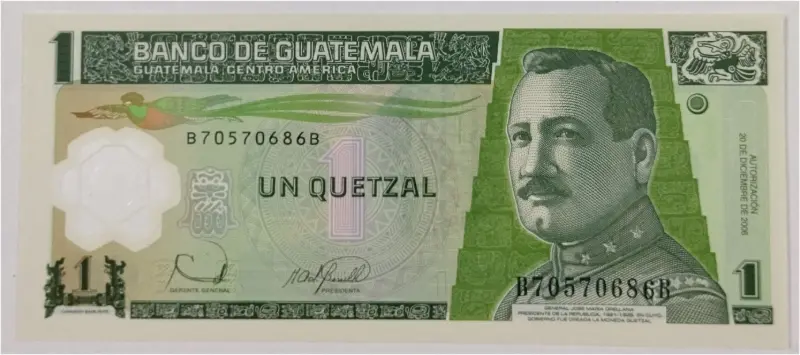 GUATEMALA - 1 QUETZAL POLYMER NOTE - UNC  & MINT CONDITION  - 1