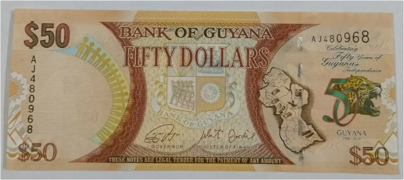 GUYANA - 50 DOLLARS - UNC MINT CONDITION (2016) - 1