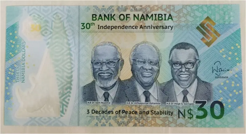 NAMIBIA - 30 DOLLAR COMMEMORATIVE - POLYMER NOTE -  UNC & MINT CONDITION (2020) - 1