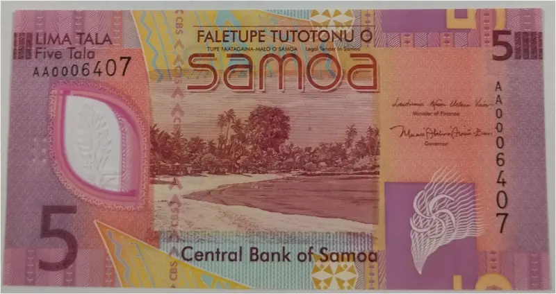 SAMOA - 5 TALA POLYMER NOTE - UNC MINT CONDITION (2023 or 2024) - 1