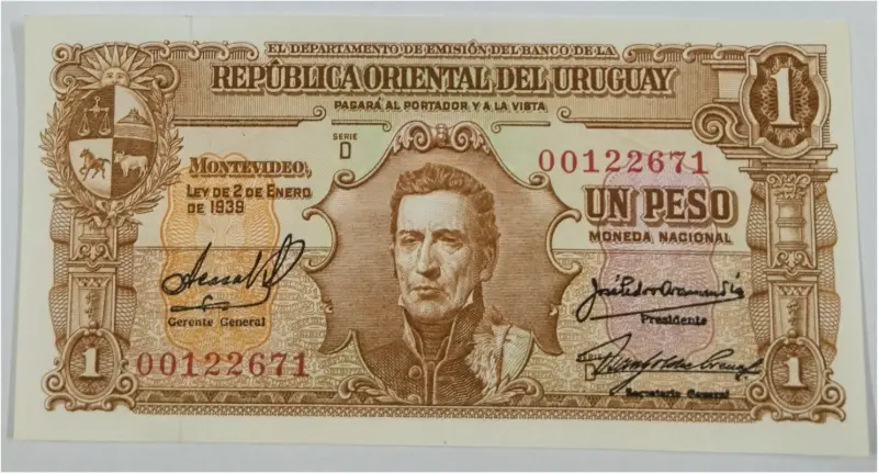 URUGUAY - 1 PESO - GEM UNC MINT CONDITION (1939) - 1