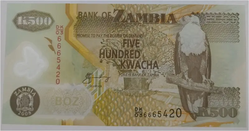 ZAMBIA - 500 KWACHA - POLYMER NOTE - UNC MINT CONDITION  (2003 & 2012) - 1