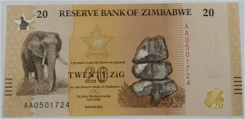 ZIMBABWE - 20 ZIMBABWE  GOLD (ZIG) -  UNC MINT CONDITION (2024) - 1