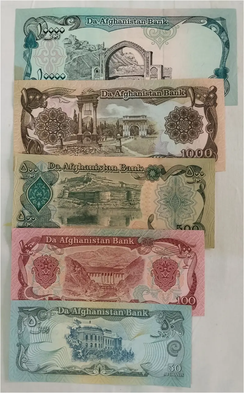 AFGHANISTAN - 5 x DIFFERENT NOTES SET - GEM UNC MINT CONDITION - 1