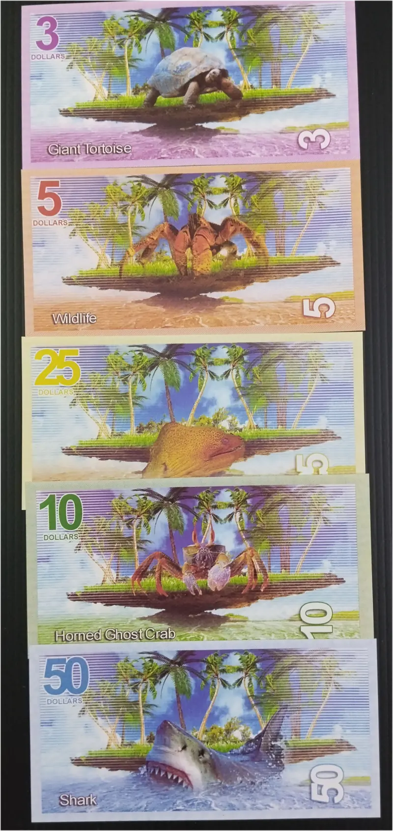 ALDABRA - FANTASY 4 x DIFFERENT NOTE SET - UNC MINT CONDITION (2017)  - 1