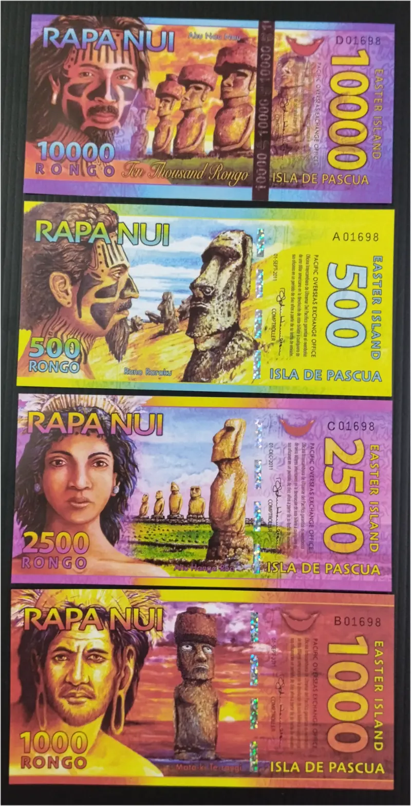 EASTER ISLAND - 4 x DIFFERENT NOTE SET - UNC MINT CONDITION - 1