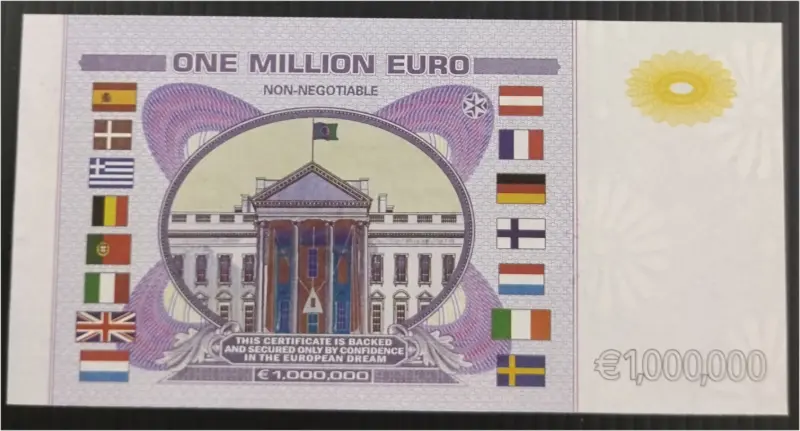 NAPLES - 1,000,000 EURO FANTASY - UNC MINT CONDITION - UV LIGHT PROPERTY (2000) - 1