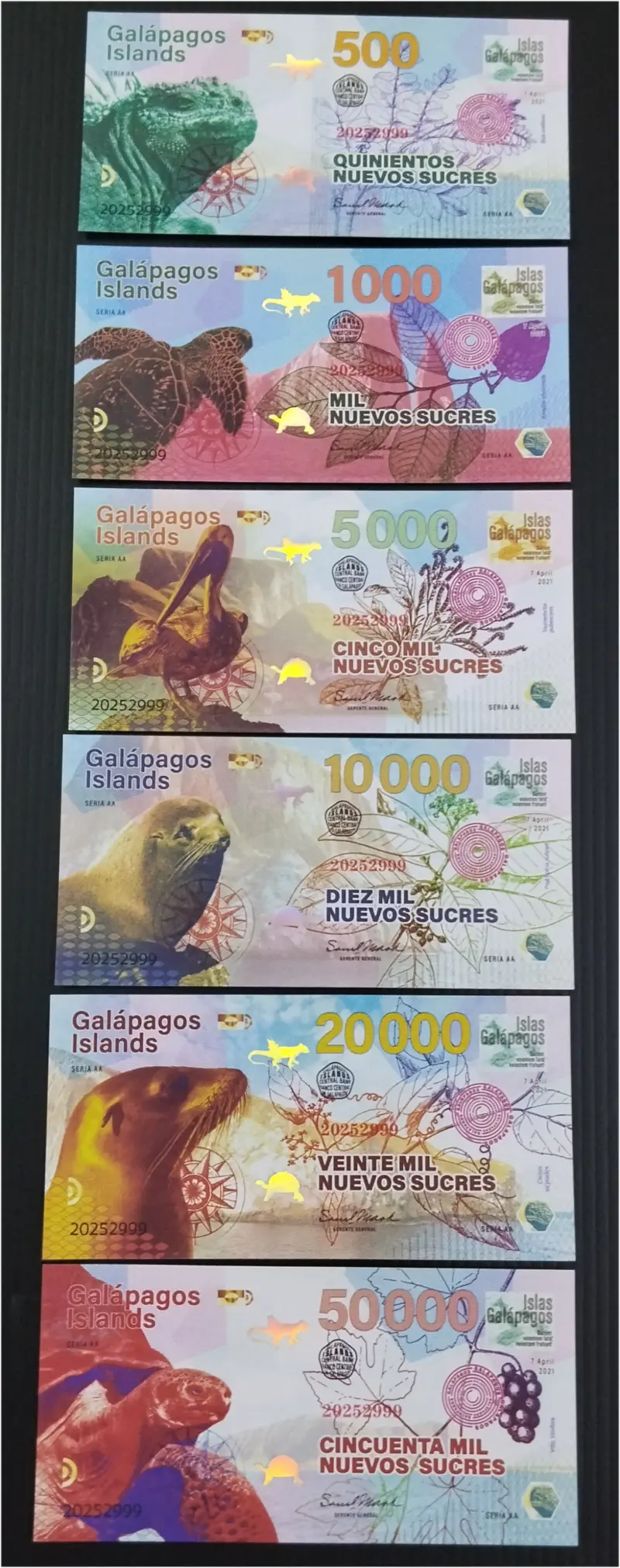 GALAPAGOS ISLAND - 6 x DIFFERENT NOTE SET - UNC MINT CONDITION (2021) - 1