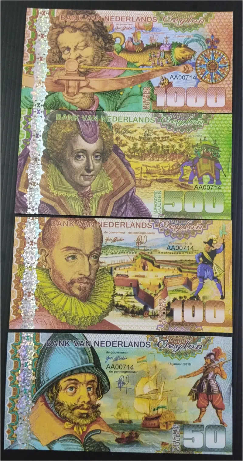 NETHERLAND CEYLON - 6 x DIFFERENT NOTE SET -  UNC MINT CONDITION (2016) - 1