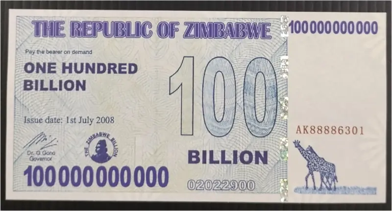 ZIMBABWE - 100 BILLION DOLLARS - UNC MINT CONDITION -  UV LIGHT PROPERTY(2008) - 1