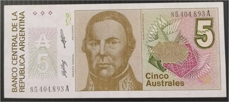 ARGENTINA - 5 AUSTRALES  - UNC CONDITION (1985 & 1989) - 1
