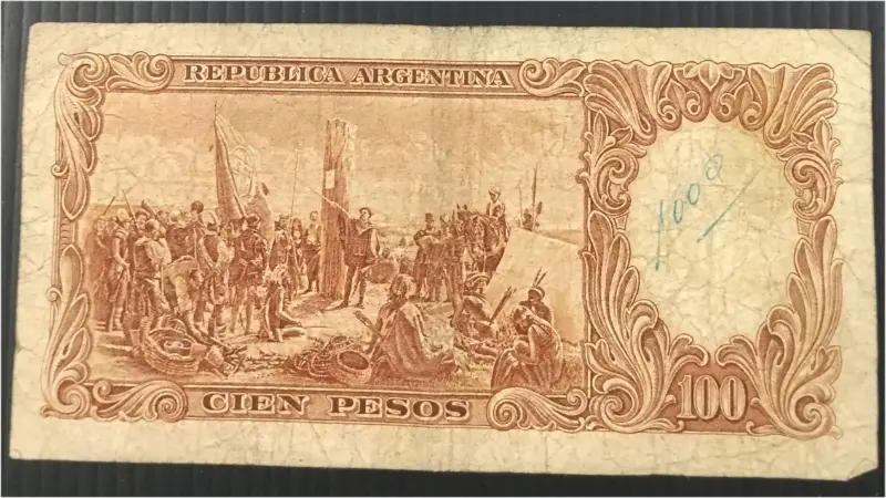 ARGENTINA - 100 PESOS - ("MONEDA  NACIONAL") - USED CONDITION  - 1