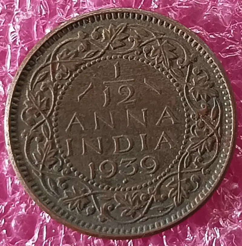 King George VI  - 1/12 Anna Coin ( 1939 - 1942 ), British India - 10