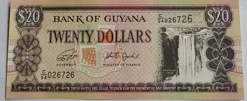 GUYANA - 20 DOLLAR - UNC & MINT CONDITION - 1