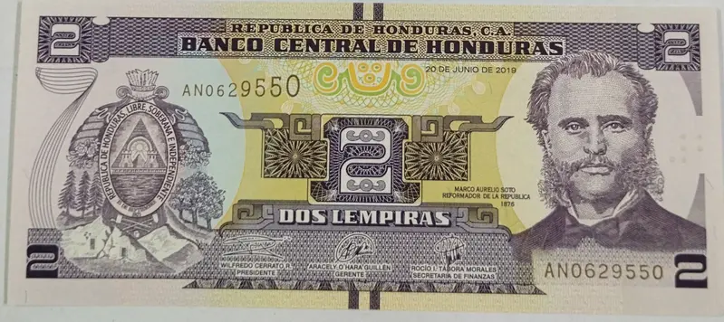 HONDURAS - 2 LEMPIRAS - UNC & MINT CONDITION - 1