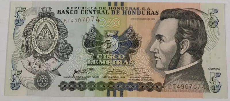 HONDURAS - 5 LEMPIRAS - UNC & MINT CONDITION (1827) - 1