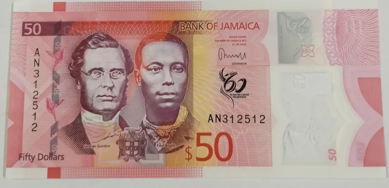 JAMAICA - 50 DOLLAR - COMMEMORATIVE - POLYMER NOTE - UNC & MINT CONDITION - 1
