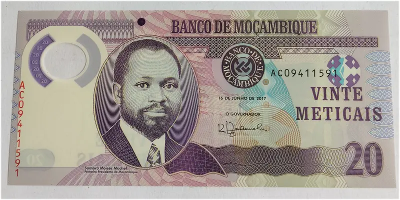 MOZAMBIQUE - 20 METICAIS - POLYMER NOTE - UNC & MINT CONDITION (2011) - 1