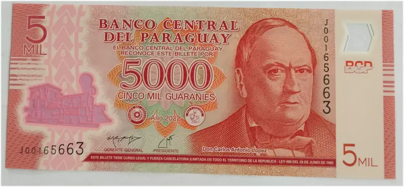 PARAGUAY - 5000 GUARANIES - POLYMER NOTE - UNC & MINT CONDITION (2011 & 2022) - 1