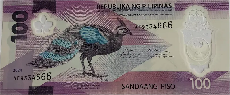 PHILIPINES - 100 PISO - POLYMER NOTE - UNC & MINT CONDITION (2024) - 1