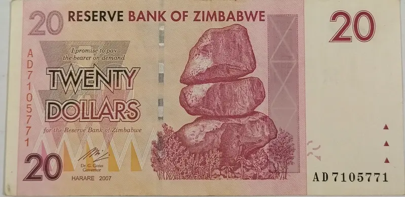 ZIMBABWE - 20  DOLLAR - EXTRA FINE CONDITION - 1