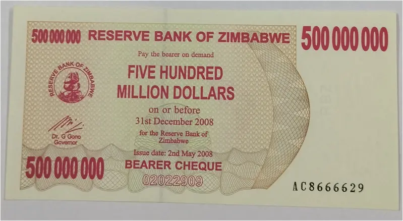 ZIMBABWE - 500 MILLION DOLLAR - UNC & MINT CONDITION (2008) - 1