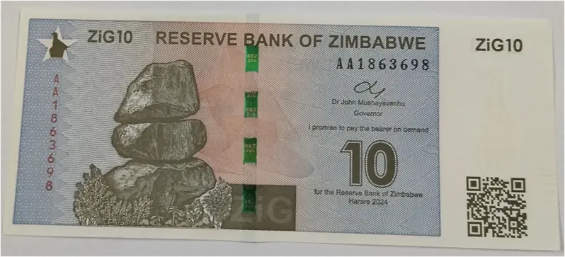 ZIMBABWE - 10 GOLD (ZIG) NOTE  - UNC & MINT CONDITION (2024) - 1