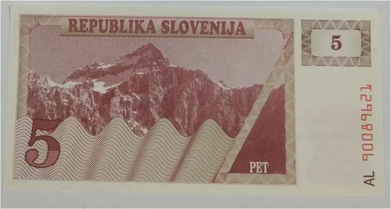 SLOVENIA - 5 TOLARJEV  PROVISIONAL  NOTE - UNC & MINT CONDITION (1990) - 1