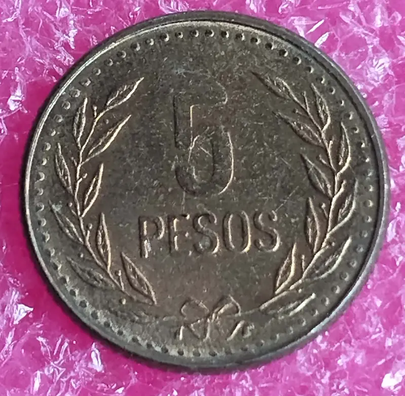 COLOMBIA - 5 PESOS COIN - UNC CONDITION (1993) - 1