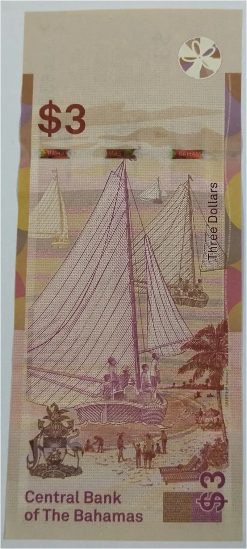 BAHAMAS - 3 DOLLAR - UNC MINT CONDITION (2019) - 1