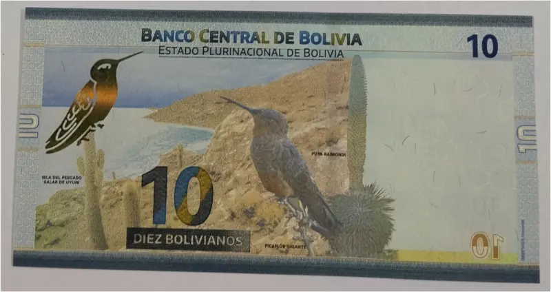 BOLIVIA - 10 BOLIVIANOS BILL - GEM UNC MINT CONDITION (2018 - 2019) - 1