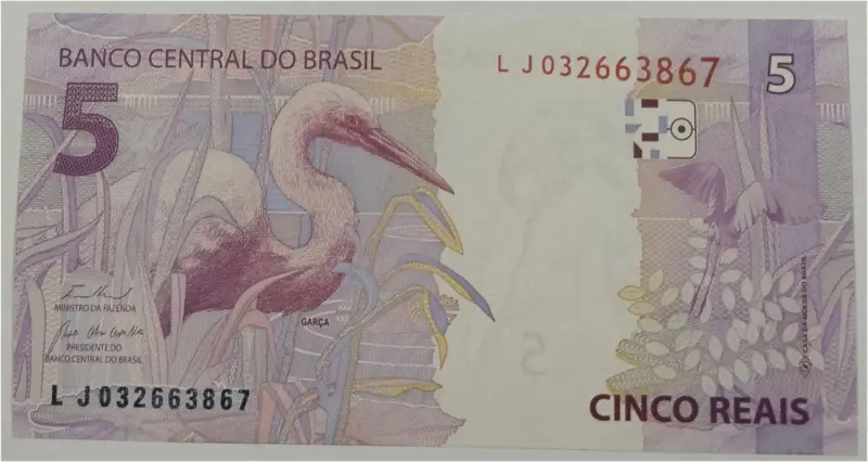 BRAZIL - 5 REAIS -  UNC MINT CONDITION (2010) - 1