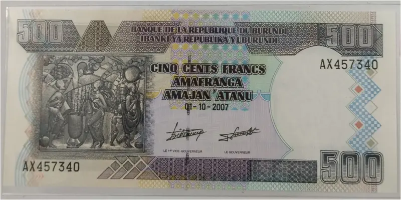BURUNDI - 500 FRANCS -  UNC MINT CONDITION (1997 & 2007) - 1