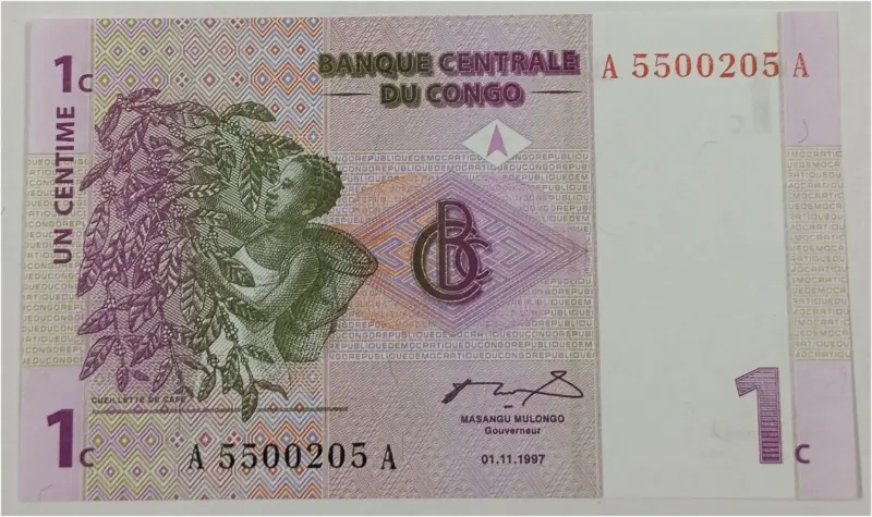 CONGO - 1 CENTIME - UNC MINT CONDITION (1997) - 1