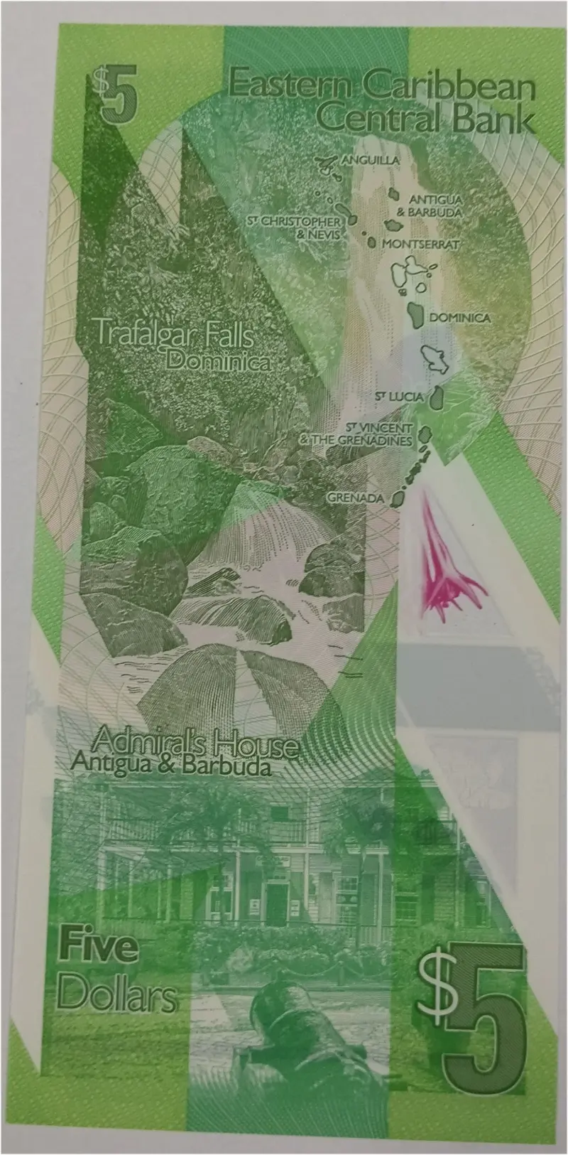 EAST CARIBBEAN - 5 DOLLAR - POLYMER NOTE - GEM UNC MINT CONDITION - 1