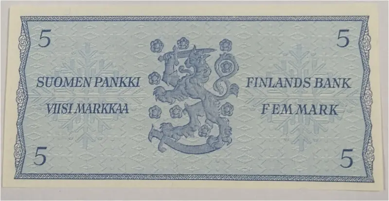 FINLAND - 5 MARKKAA  -  UNC MINT CONDITION (1963) - 1