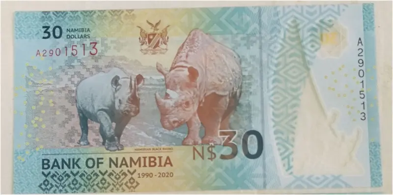 NAMIBIA - 30 DOLLAR COMMEMORATIVE - POLYMER NOTE -  UNC & MINT CONDITION (2020) - 1