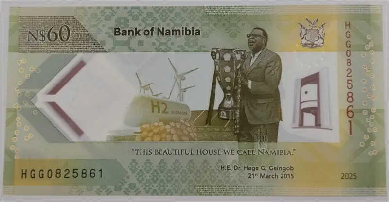 NAMIBIA - 60 DOLLARS COMMEMORATIVE - POLYMER NOTE -  UNC MINT CONDITION (2025) - 1