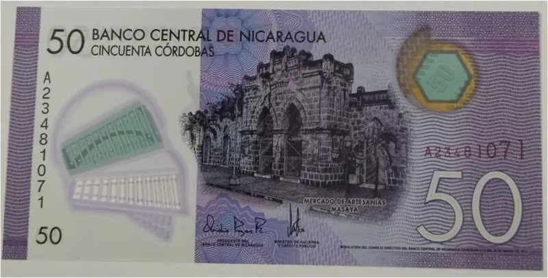 NICARAGUA - 50 CORDOBAS  POLYMER NOTE - UNC MINT CONDITION (2015) - 1